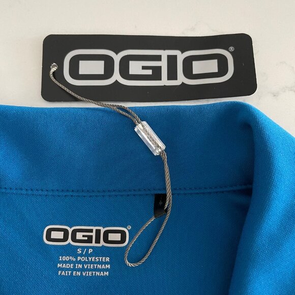 OGIO Activewear Short Sleeve V Neck Polyester Polo Golf Shirt Blue Sz S NWT - Picture 7 of 10